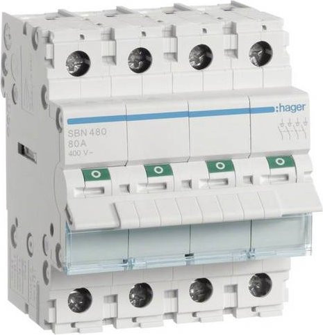 Hager Ausschalter 4polig 80A 4 Schließer 400V SBN480 - Bild 1