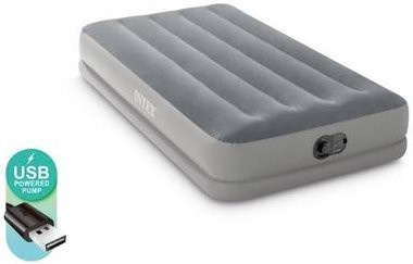 Intex Twin Dura-Beam Prestige Luftbett mit FastFill USB Pumpe, Grau, B/T/H: 191 x 99 x 30 cm - Bild 1