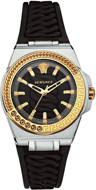 Versace Armbanduhr, Quarz, Edelstahl, Silikon, Schwarz, 40 mm, Damen - Bild 1