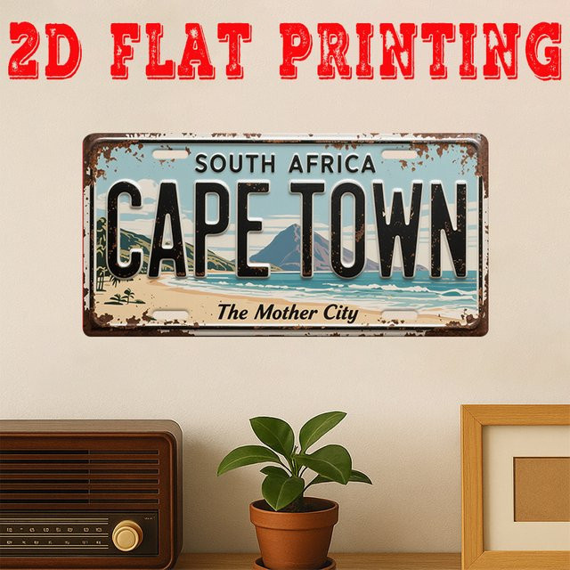Vintage Metall-Blechschild CIFBUY Cape Town Mother City Wandkunst, Mehrfarbig, B: 30,0 cm, H: 15,0 cm - Bild 1