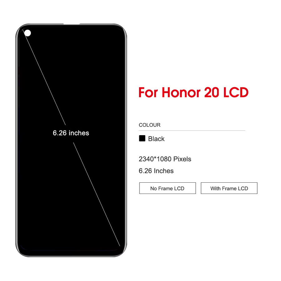 Huawei Nova 5T YAL-L21 LCD Touch Screen Digitizer Montage mit Rahmen für Honor 20 YAL-AL00 YAL-TL00 Display Bildschirm in Schwarz 6,26 Zoll - Bild 2