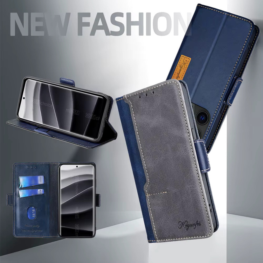 Business Leder Flip Case für Xiaomi POCO X7 Pro in Blau mit Kartenfächern und Magnetverschluss - Bild 3