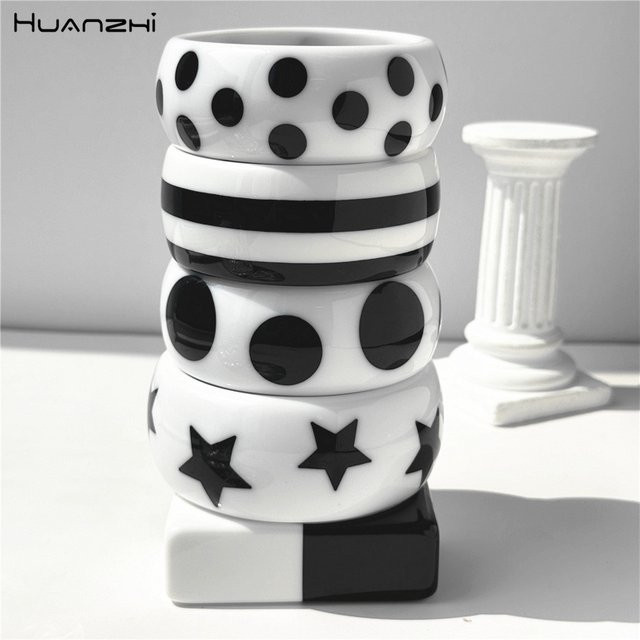 HuanZhi Manschettenarmband, Keramik, Schwarz, Damen - Bild 1