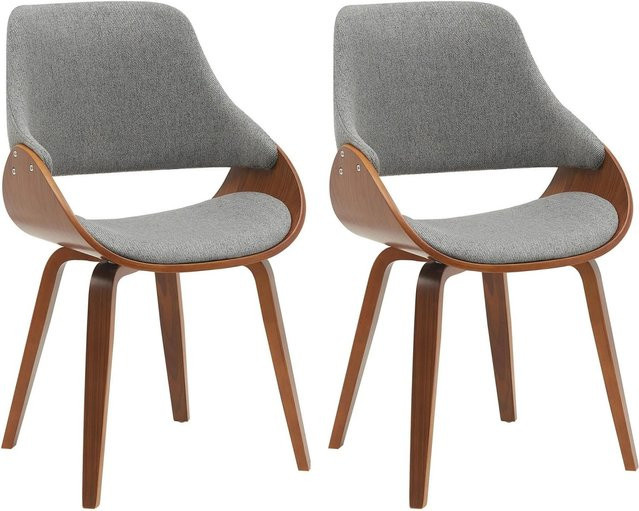 2er Set Esszimmerstühle DELUKE GILIS aus Stoff und Kunstleder in Walnuss und Dunkelgrau, B/T/H: 52 x 54 x 86 cm - Bild 1