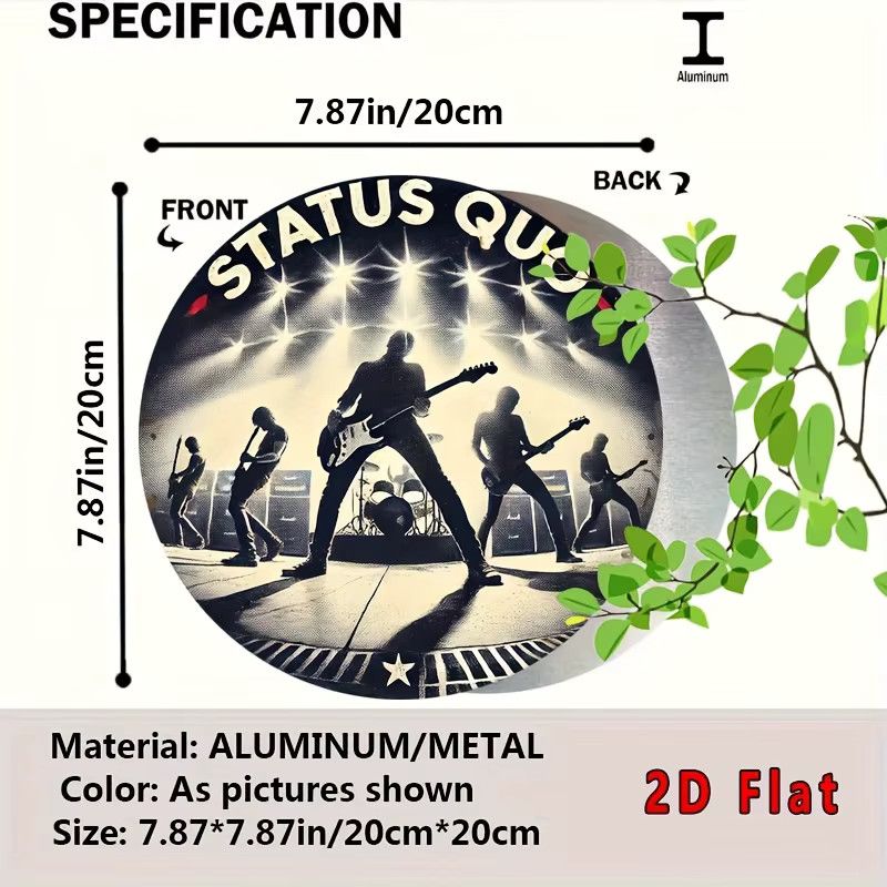 Rundes Metallblechschild Status Quo Rock Band Konzert Poster von Potdemiel im Vintage-Stil, Durchmesser: 20 cm - Bild 3