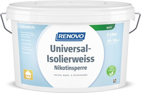 RENOVO Universal Isolierweiss Nikotinsperre, matt, weiss, wasserbasiert und lösungsmittelfrei - Bild 1