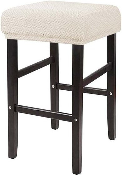 Yiran Furniture Hockerbezug aus Jacquard-Polyester in Beige, elastischer Sitzbezug für Barhocker und Sattelsitze - Bild 1