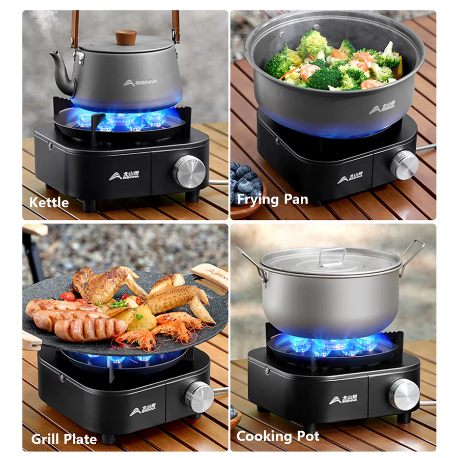 BISINNA Tragbarer Camping-Gasherd in Schwarz mit 10.000 W Feuerkraft für Outdoor-Reisen und Picknick - Bild 5