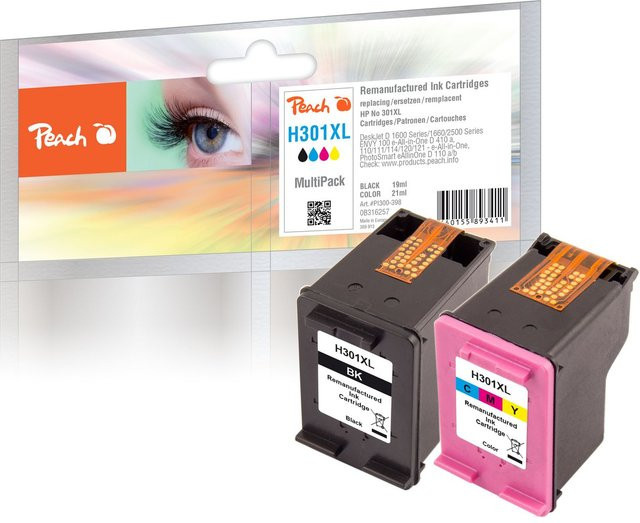 Peach Druckkopf-Set XL für HP 301XL, Schwarz und Farbe, ersetzt CH563EE und CH564EE, wiederaufbereitet - Bild 1
