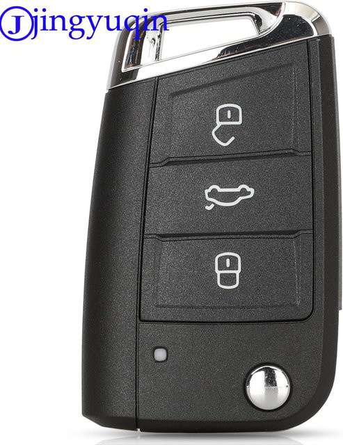 Jingyuqin Flip Folding Key Fob Shell für VW Golf 7 GTI MK7 Skoda Octavia A7 in Schwarz - Bild 1