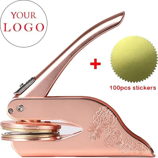 Individueller Embosser-Stempel mit Logo für Hochzeit, Bibliothek und Briefumschläge in Gold aus Metall - Bild 1