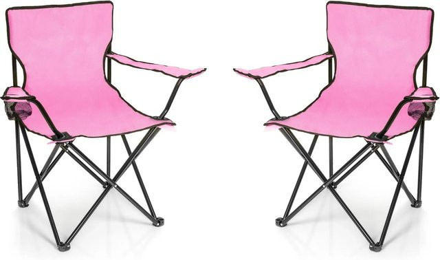 BigDean 2er Set Faltstühle Pink mit Getränkehalter und Tragetaschen - Bild 1