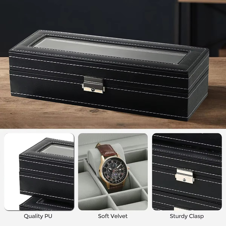 OAKCHARM Uhrenbox PU Leder, Glas Top, Herren - Bild 3