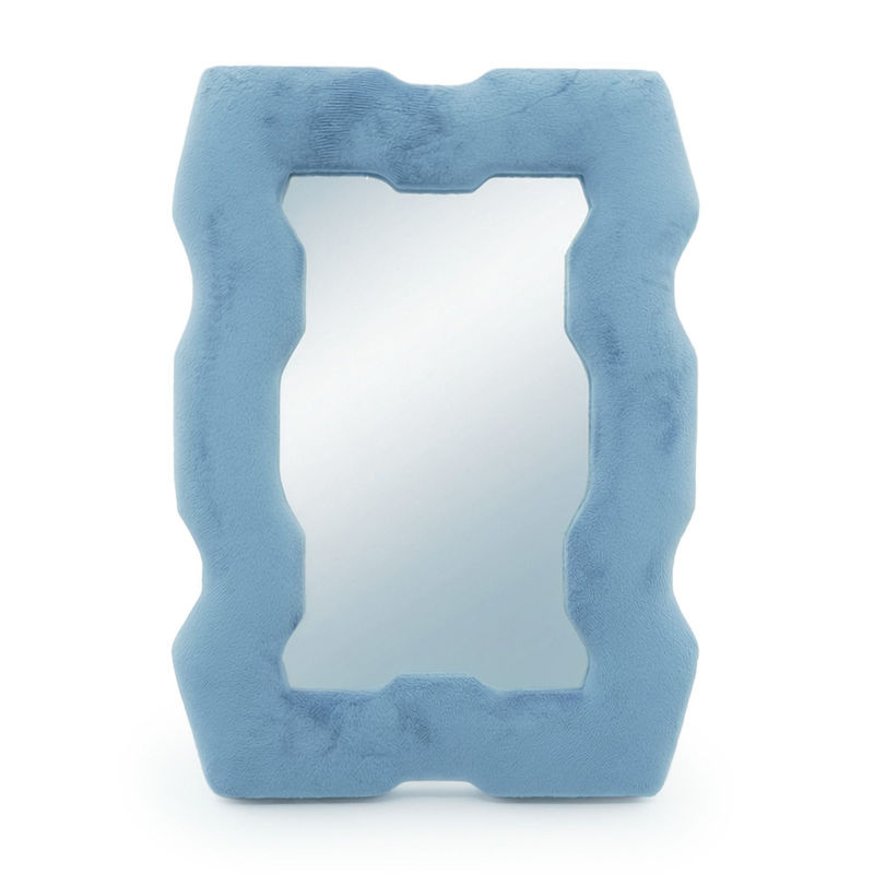 SHAMTAM Welliger Spiegel mit gepolstertem Rahmen in Königsblau, B/H/T: 30,5 x 30,5 x 2,3 cm - Bild 3