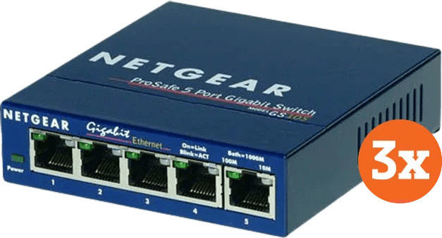 Netgear GS105 3er-Pack Gigabit Ethernet LAN Switch in Blau - Bild 1