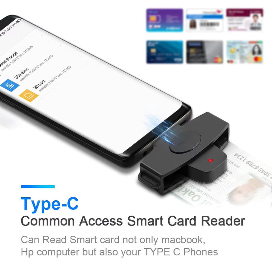 Shunmaii EMV-Kartenleser-Adapter in Schwarz für Windows, Mac und Android zur Banksteuererklärung - Bild 2