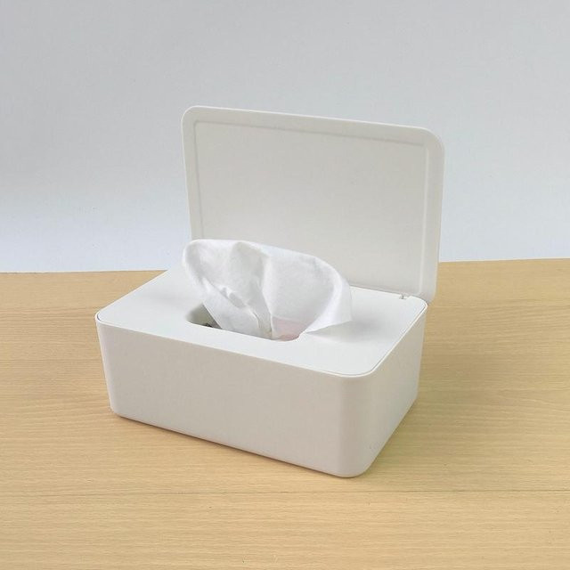 Demure Staubdichte Aufbewahrungsbox für Feuchttücher mit Deckel, Tragbarer Tissue-Spender aus Kunststoff, Weiß - Bild 1