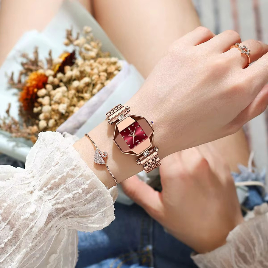 Poedagar Armbanduhr Edelstahl, Quarz, Roségold, Damen - Bild 5