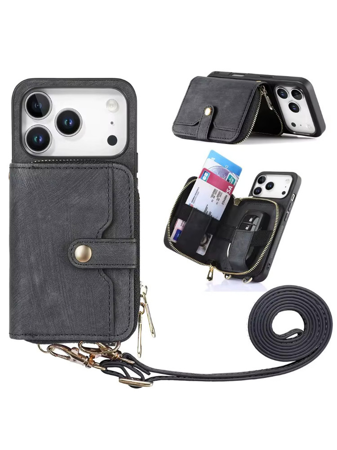 szHAIyu Crossbody-Kartenhalter und Telefonhülle für Apple iPhone kompatibel mit iPhone 17 Air 16 16e 15 14 Plus 13 12 Mini 11 Pro Max X XR XS SE in Schwarz und Lila - Bild 7