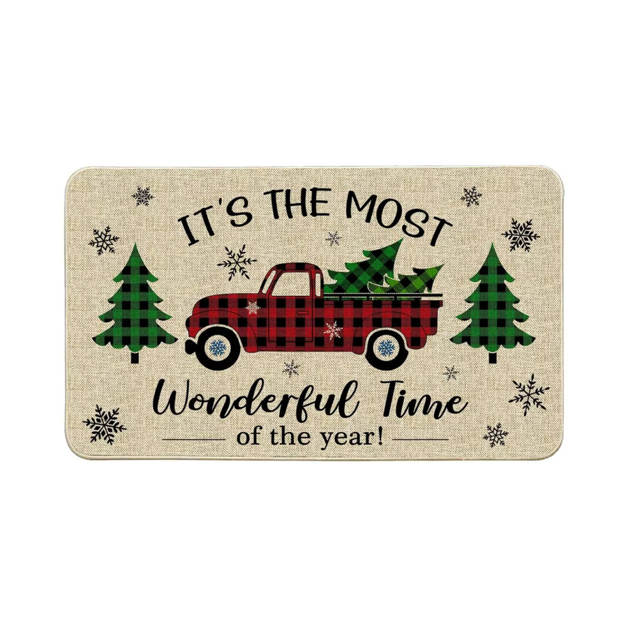 VIKAMA Weihnachts-Fußmatte mit LKW-Design, rechteckige Willkommensmatte für Innen und Außen, Mehrfarbig, B/T: 60 x 40 cm - Bild 6
