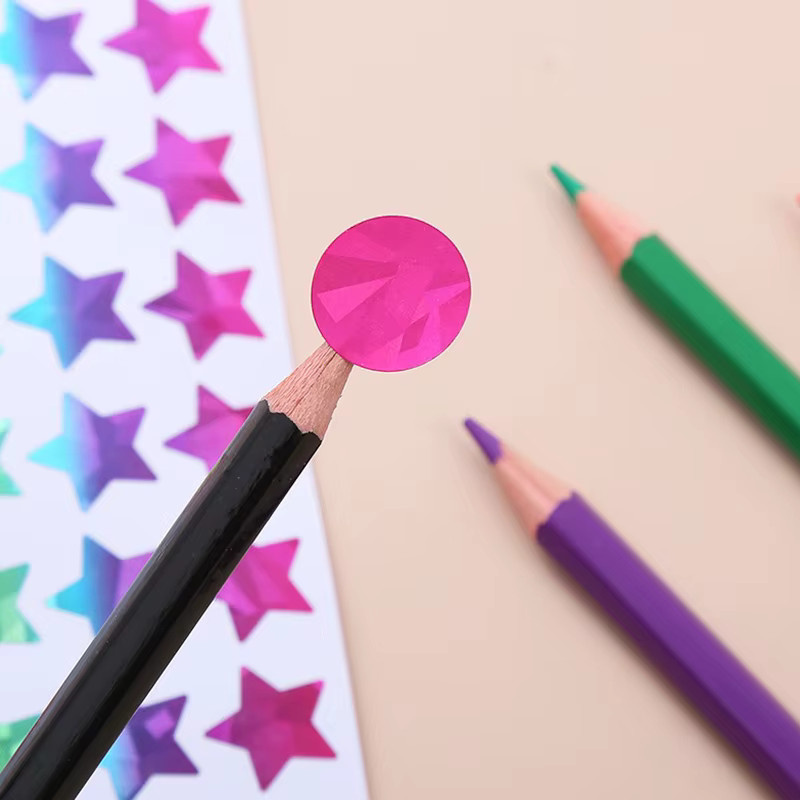 ZYF DIY Laser Aufkleber Set mit bunten Dazzling Glitter Motiven wie Sternen, Herzen und Punkten für Tagebuch und Planer, 15 bis 45 Blatt - Bild 4