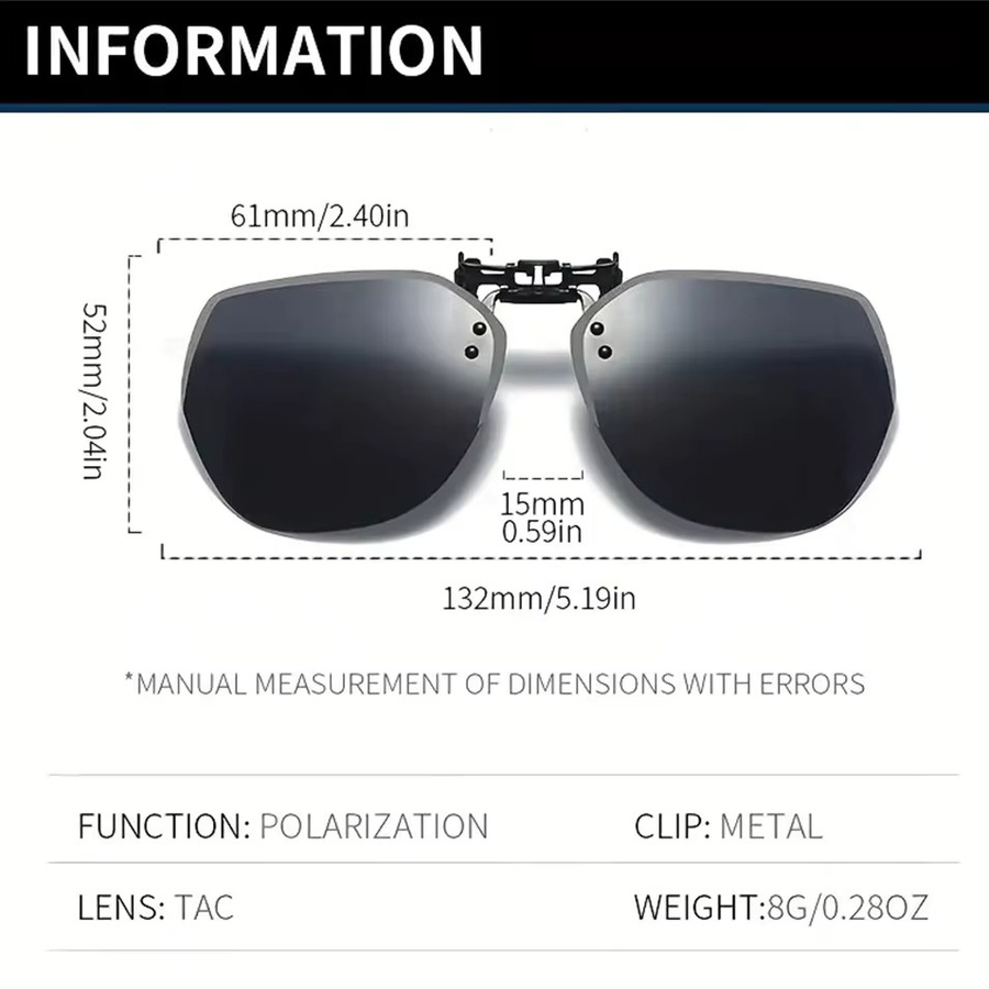 VIVIBEE Sonnenbrille Clip-on, polarisiert, schwarz, unisex - Bild 5