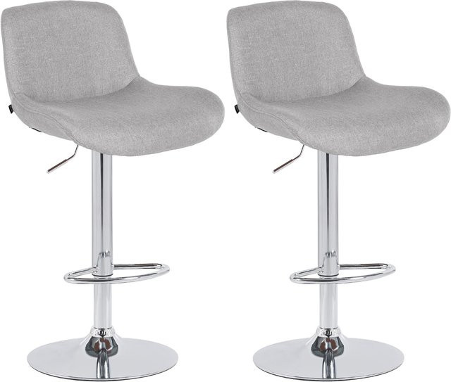 CLP 2er Set Barhocker Solon in Silber mit Samt- oder Stoffbezug, höhenverstellbare und drehbare Barstühle mit Chrom-Gestell und Rückenlehne - Bild 1