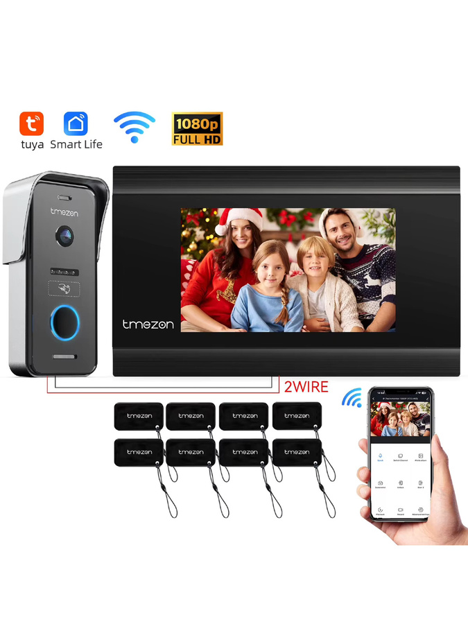 Tuya Smart Home WLAN Video-Gegensprechanlage mit 7 Zoll Touch-Monitor und 1080P Kamera in Schwarz - Bild 7
