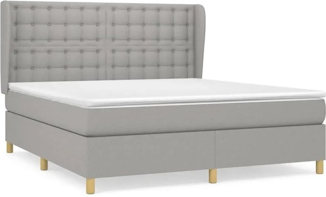vidaXL Boxspringbett mit Matratze Hybrid-Design in Hellgrau, B/T/H: 180 x 200 x 183 cm - Bild 1