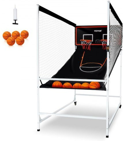 VEVOR Arcade Cage Basketball Game, Indoor-Basketballspiel, 2 Spieler, Schwarz & Weiß - Bild 1