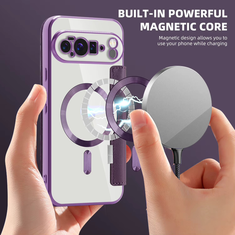 2-in-1 Leder Schutzhülle für Google Pixel 9 10 Pro XL 9A 8A 7A 9 Pro Flip Cover Anti Drop Handyhülle aus TPU in Pink und Purple - Bild 4