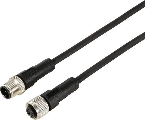 TRU COMPONENTS TC-12833008 Sensor-Aktor-Verlängerungsleitung M12 Stecker gerade auf Kupplung gerade, 4-polig, schwarz, Länge: 2 m - Bild 1