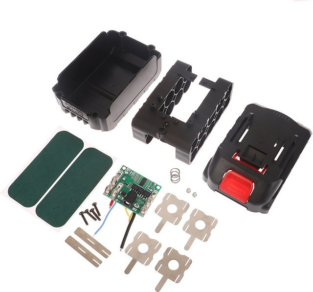 BMS 21 V Batterie-Lagerbox für MT Akku-Winkelschleifer, schwarze Aufbewahrungsbox für 18650 Akkus, ohne Batterie - Bild 1