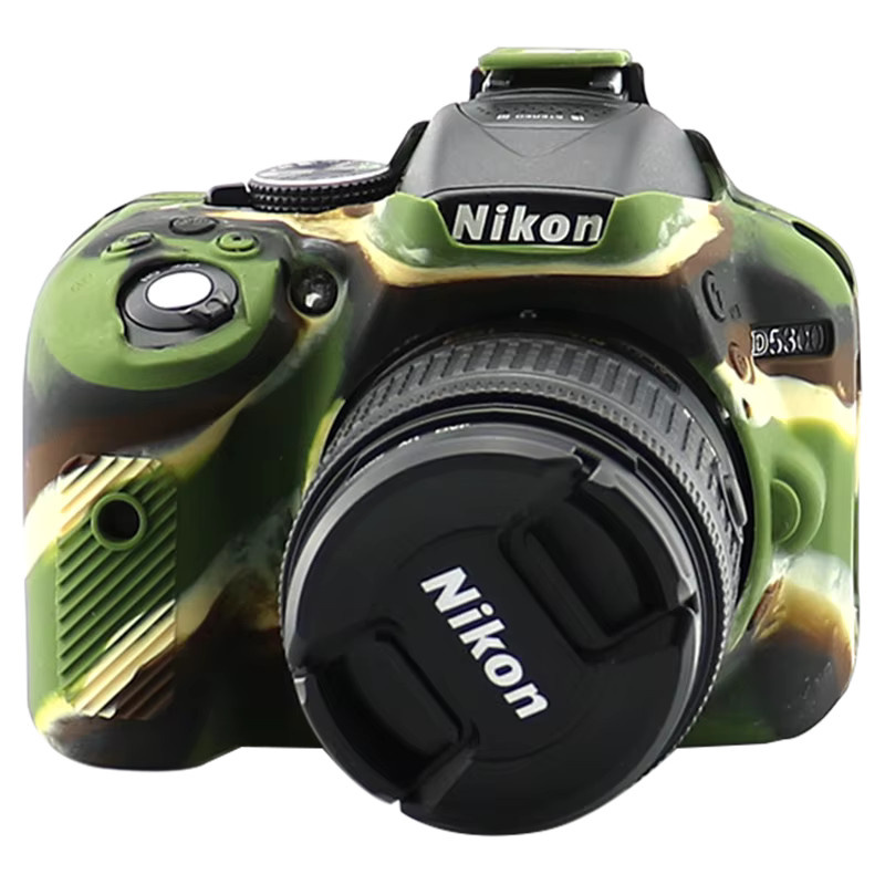 JAOUCAM Silikon-Kameratasche für Nikon D3500 in Gelb und Multicolour, stoßfeste und kratzresistente Schutzhülle - Bild 2