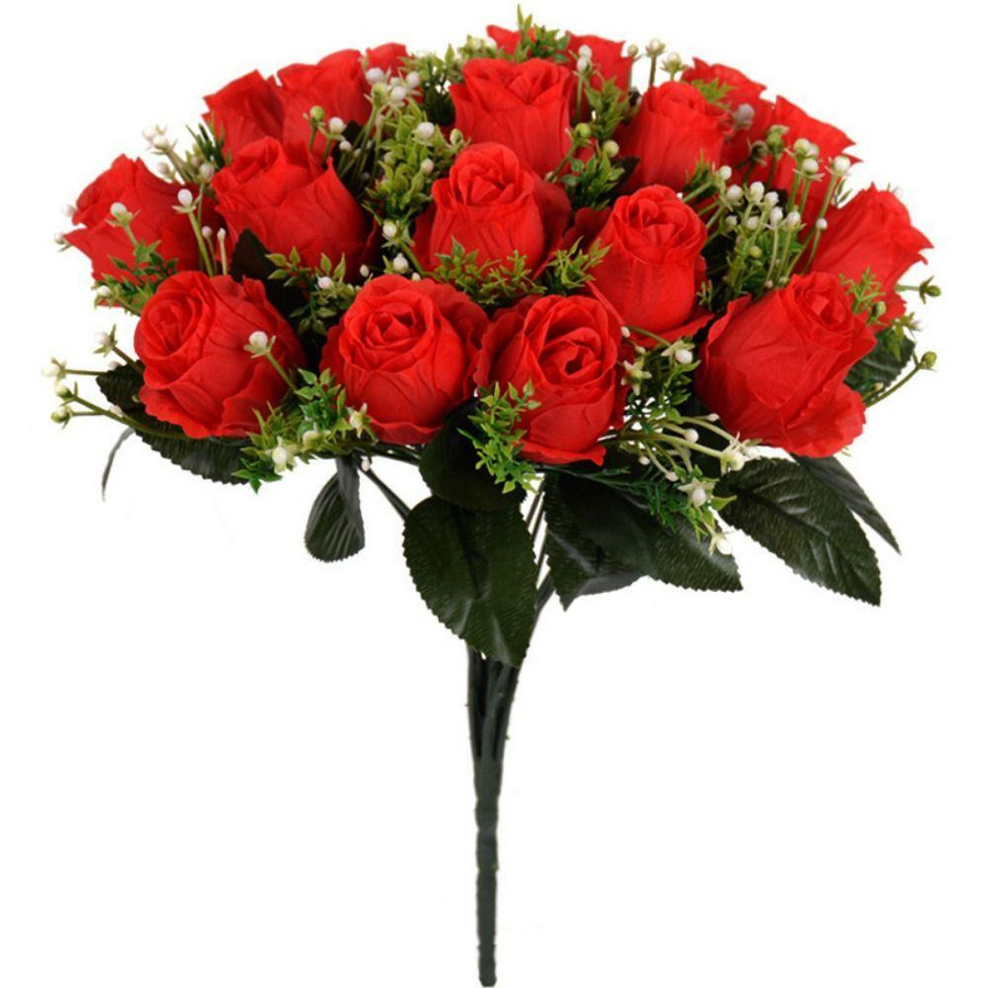 GZjingjia Künstliche Rosen mit 18 Blütenköpfen aus Seidenstoff in Violett, Weiß und Rot zur Dekoration für Valentinstag, Hochzeiten und Muttertag - Bild 3