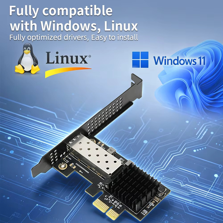 Lekuo 10G SFP+ Glasfaser-Netzwerkkarte PCIe 4.0 X1 mit RTL8127ATF Chip in Schwarz für NAS und Server - Bild 3