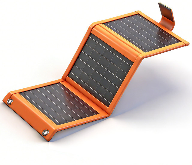 ZRGAE 3-fach faltbares Solarladegerät 20W mit USB-A Anschluss in Orange - Bild 1