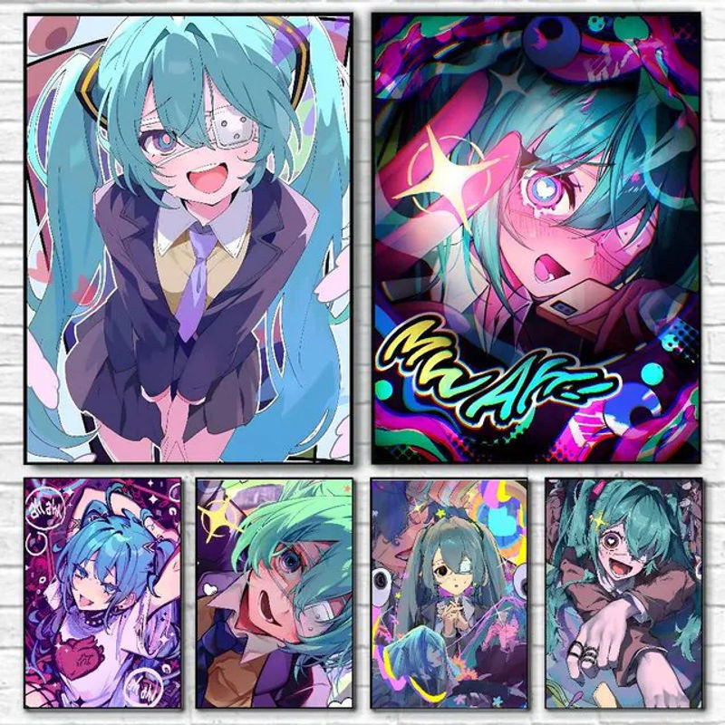Kayou Charakter-Poster Super Idol H-Hatsune Miku, wasserfester Wandkunst-Aufkleber in Vintage-Optik, mehrfarbig, rechteckig - Bild 1