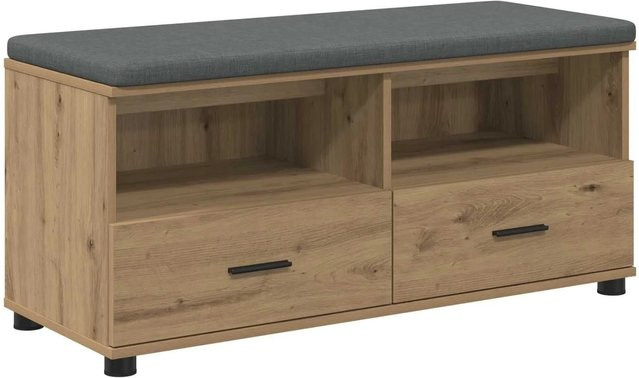 vidaXL Flurbank mit Kissen und Schuhregal in Artisan-Eiche, B/T/H: 100 x 38 x 46 cm - Bild 1