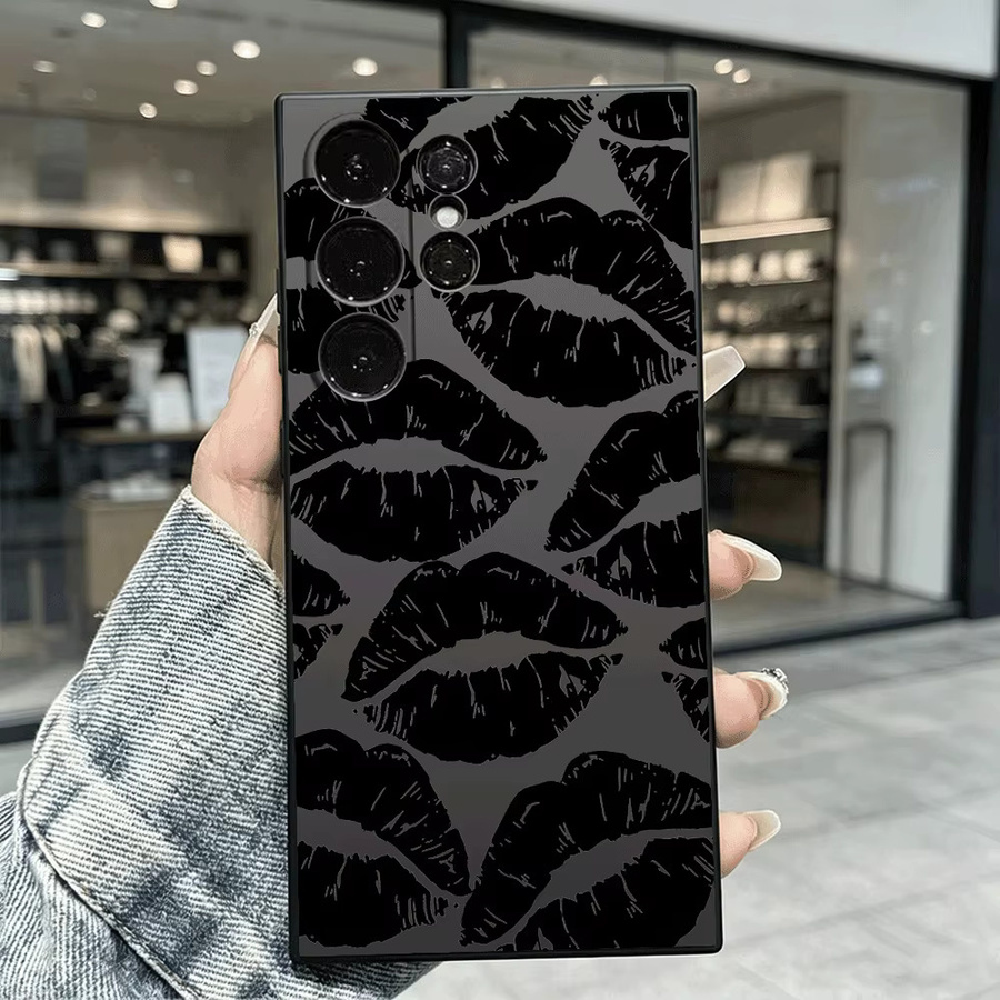 Stoßfeste TPU Handyhülle mit Vintage Lippenmuster in Schwarz für Samsung Galaxy S22 S23 S24 S25 S26 Ultra sowie A16 A35 A55 - Bild 2