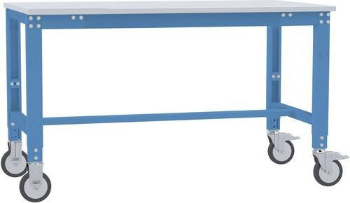 Manuflex AU7337.5012 Universal Arbeitstisch mobil mit Kunststoffplatte in Licht-Blau, B/T/H: 125 x 80 x 75,2-97,2 cm - Bild 1
