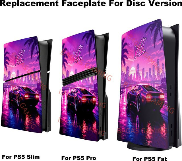 GDBAGAS GT-Frontplatte für PS5 Slim und PS5 Pro Disc Edition, kratzfeste Ersatzabdeckung aus ABS in Multicolour - Bild 1