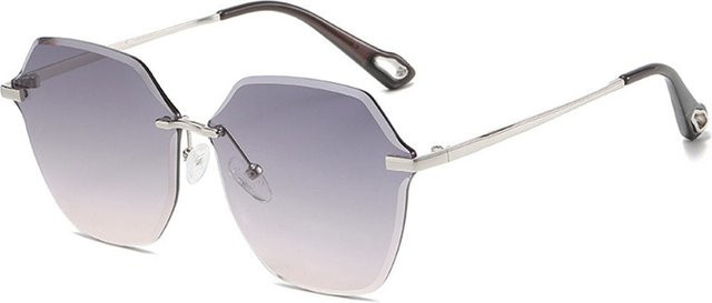 Techsuit 8195 Sonnenbrille Damen, randlos, hexagonal, Metall, grau - Bild 1