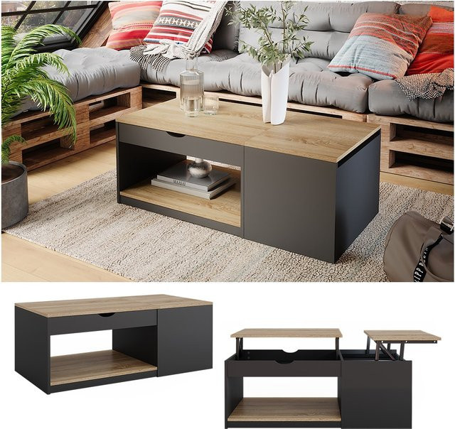 Vicco Couchtisch Avela klappbar Schwarz B: 110 cm, T: 54 cm - Bild 1