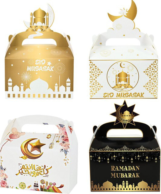 4er Set Eid Mubarak Geschenkboxen für Ramadan Süßigkeiten und Snacks zur islamischen Partydekoration - Bild 1