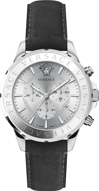 Versace Chronograph, Quarz, Edelstahl, Leder, 44 mm, Herren - Bild 1