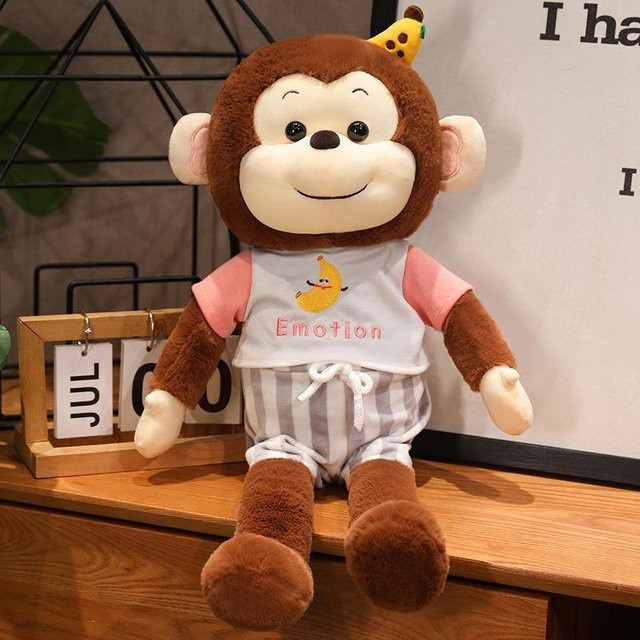 Bananen-Affenpuppe, Plüschtier, rosa, 35cm - Bild 1