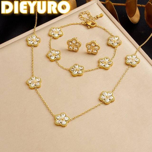 DIEYURO Schmuck-Set, Edelstahl, Weiß, Kristall, Damen - Bild 1