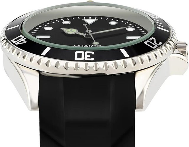 Armbanduhr TPW, Quarz, Edelstahl, 40 mm, Kautschukarmband, Herren, Schwarz - Bild 1