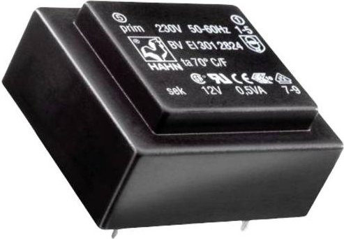 Hahn BV EI 301 3586 Printtransformator 1 x 230V und 1 x 9 V/AC 0.7 VA in Schwarz - Bild 1